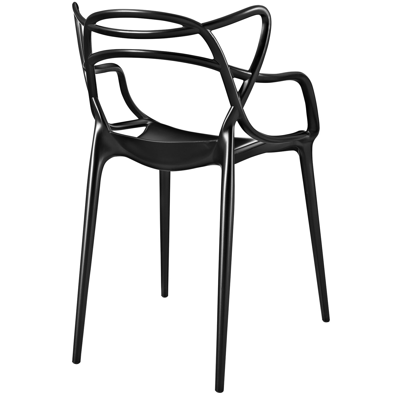Modway Contemporary Modern Unique Molded Plastic Accent Dining Armchair in Black gallery