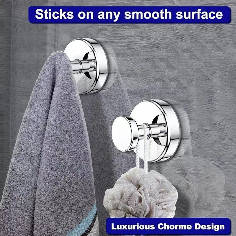 4 Pack Stainless Steel Suction Cup Hooks Heavy Duty No Drill Bathroom Towel Wall gallery