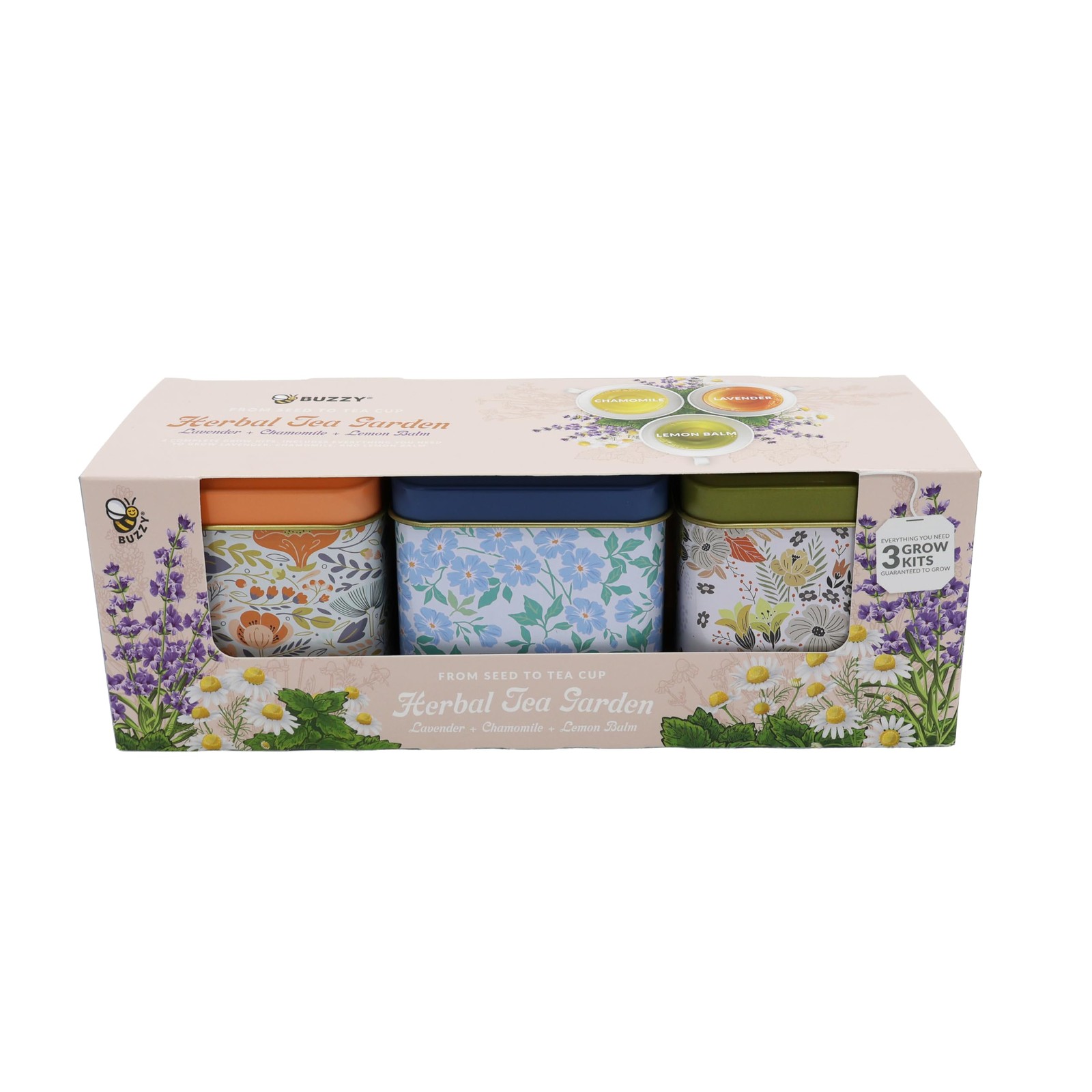 Seeds Tea Garden Grow Kit – 3 Square Tin Planters with Lavender, Chamomile & ... gallery