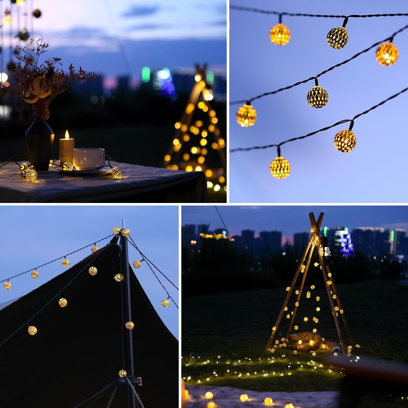 Moroccan String Lights Plug-in 60 LED 29ft Indoor Outdoor Waterproof 8 Modes ... gallery