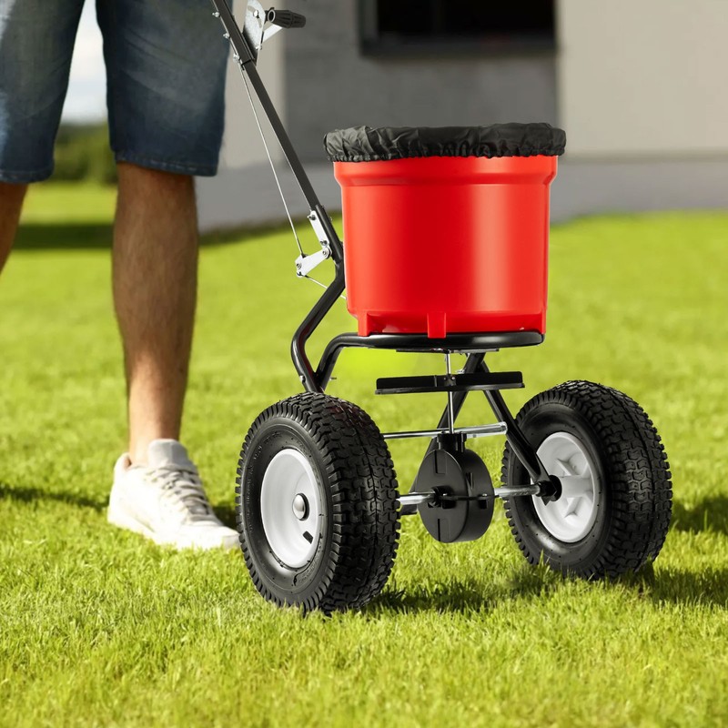 90LB Broadcast Spreader Walk Behind Push Grass Seed Spreader Fertilizer Spreader gallery
