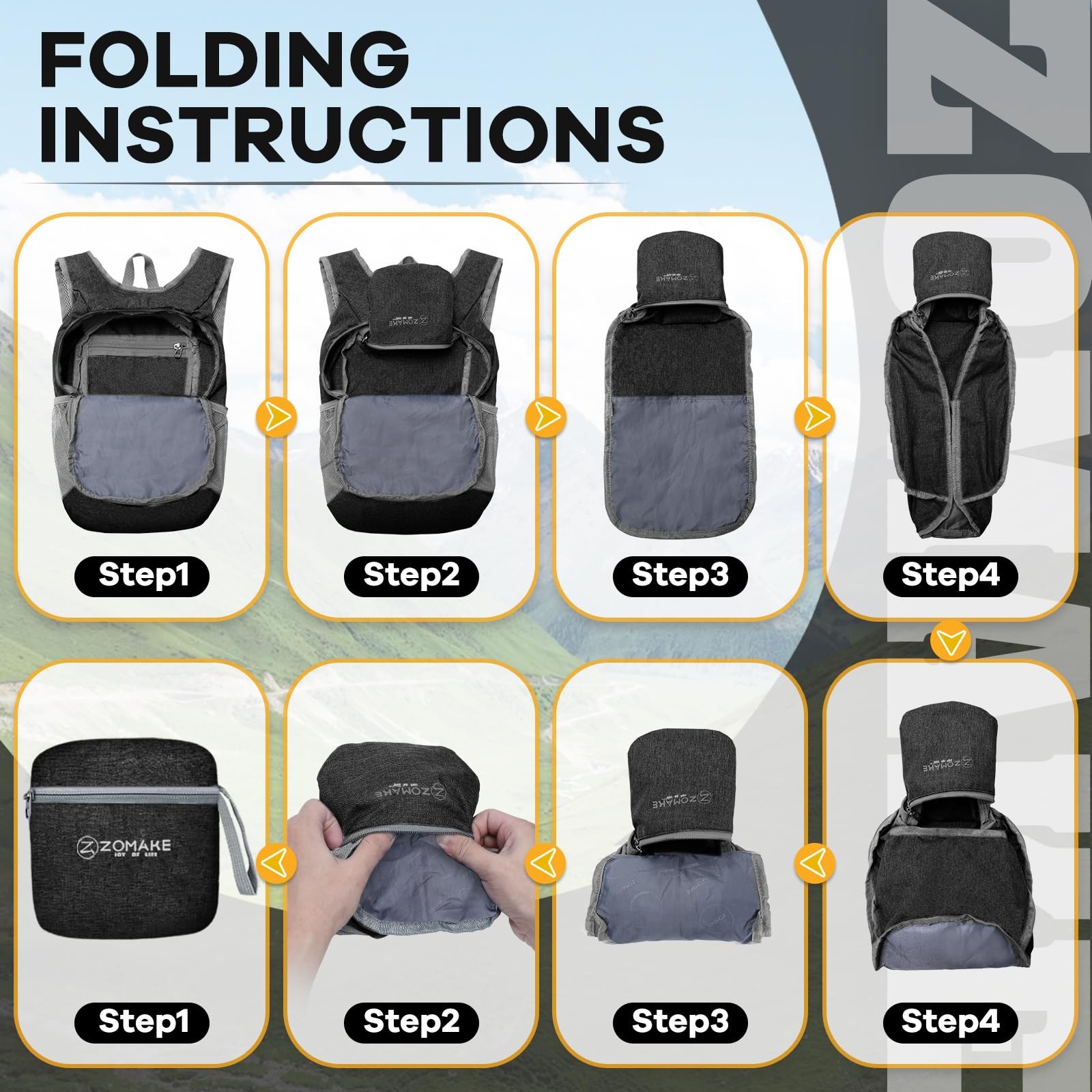 10L Ultra Lightweight Packable Backpack, Black, Water Resistant, Small, Hiking 5