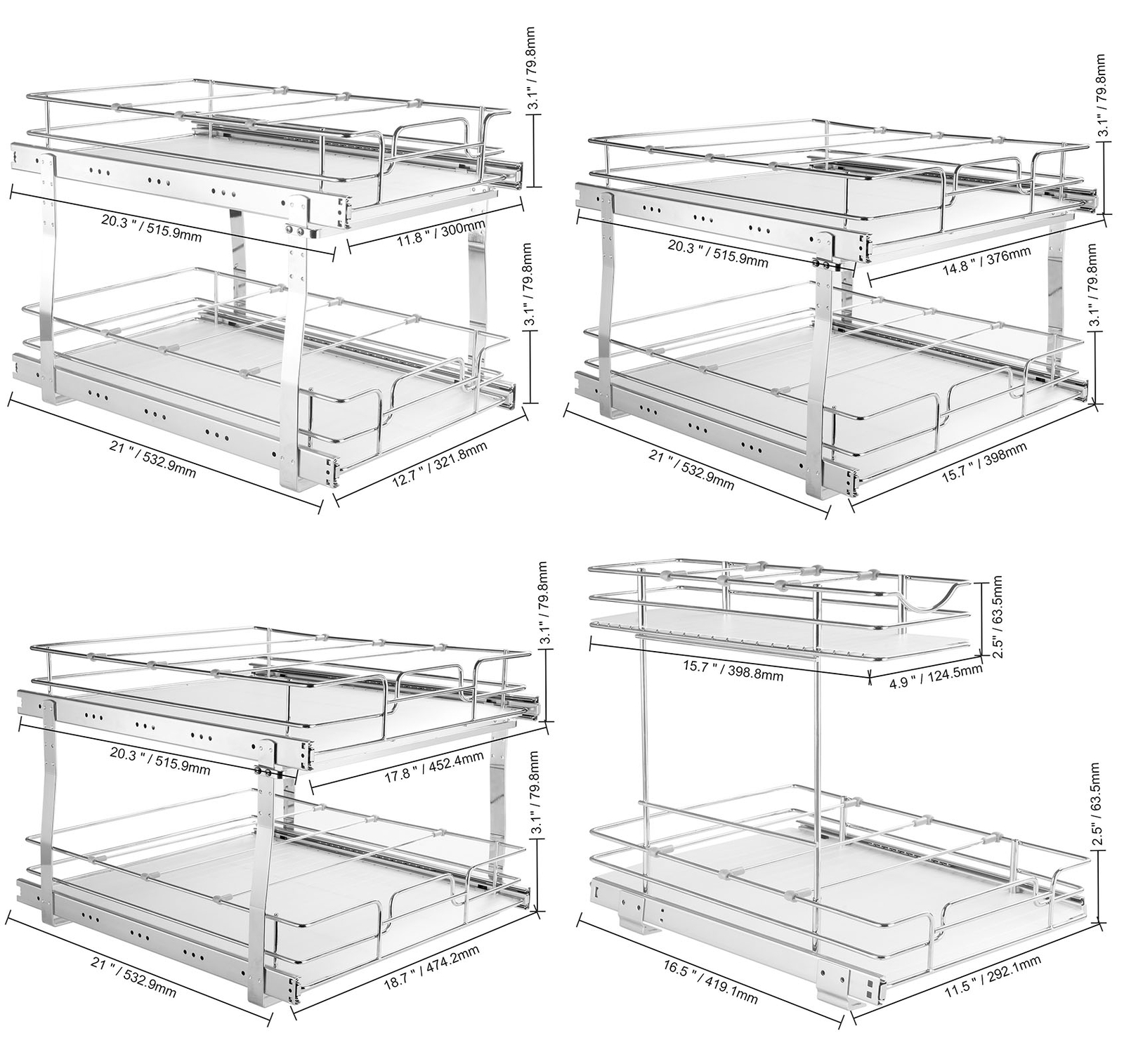 VEVOR 2-Tier Kitchen Cabinet Pull Out Shelf Organizer Slide Out Drawer gallery