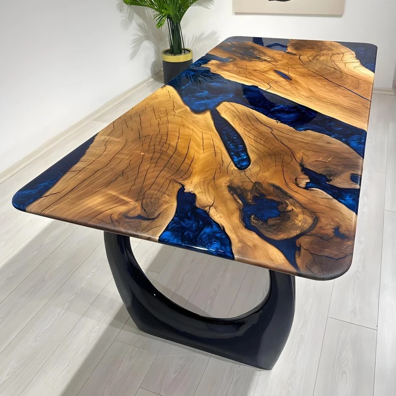 Walnut Epoxy River Table Top 60x36 Live Edge Resin Dining Custom gallery