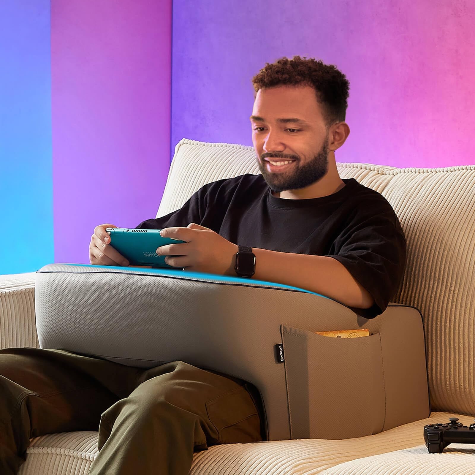 Reading Pillow with Armrests – Extra Large Memory Foam Gaming Pillow for Adul... gallery
