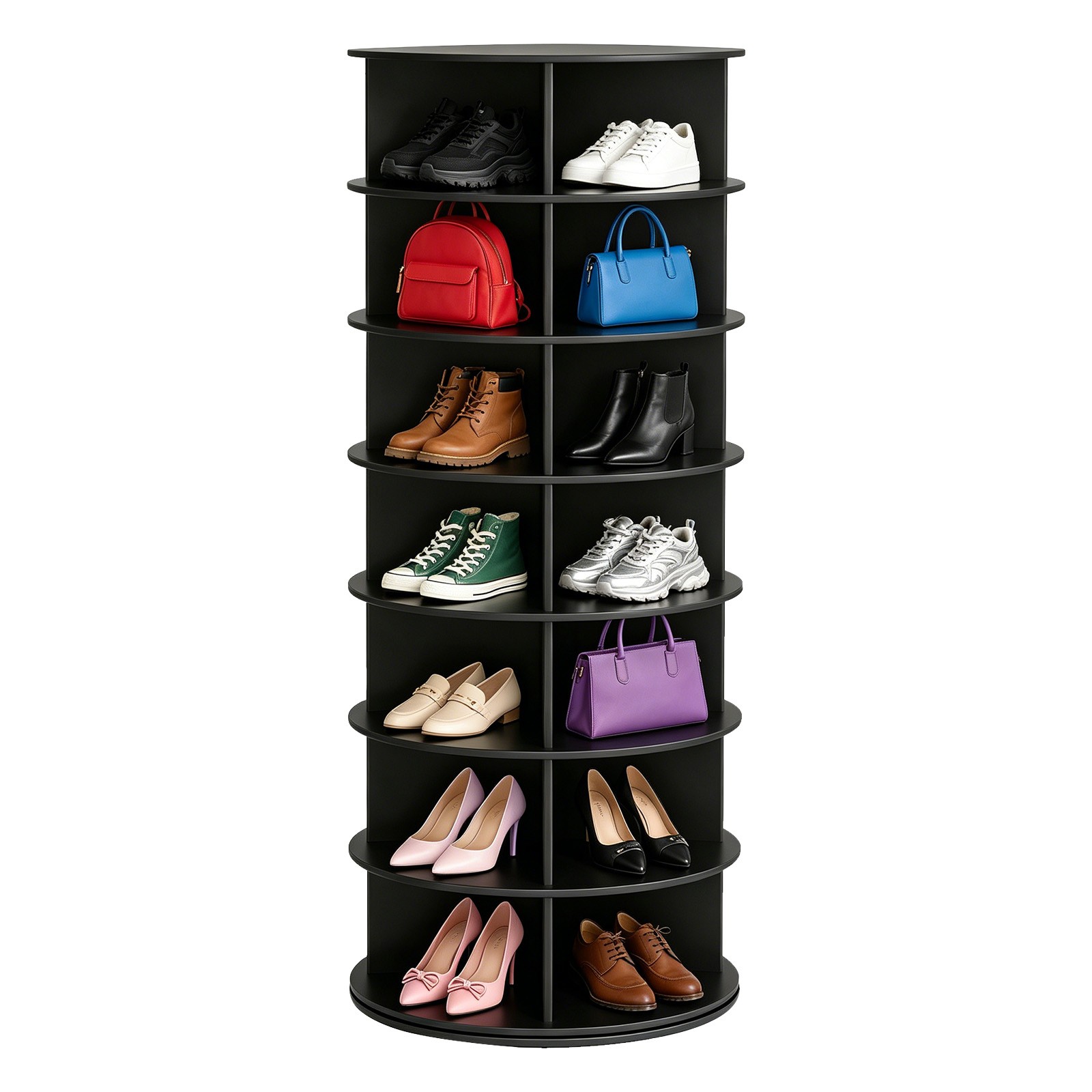 Rotating Shoe Rack Tower 7 Tier Organizer, Revolving 360 Black Shoe Rack Storage gallery