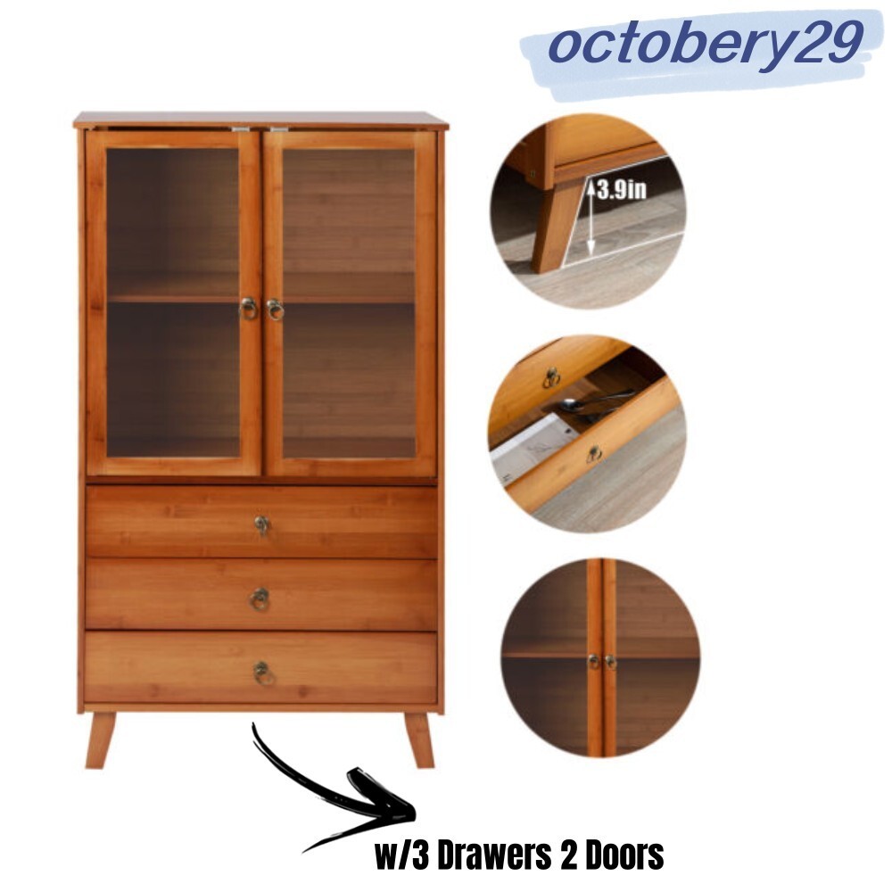 Kitchen Storage Cabinet Pantry Cupboard w/ 2 Doors 2 Drawers& Adjustable Shelves gallery