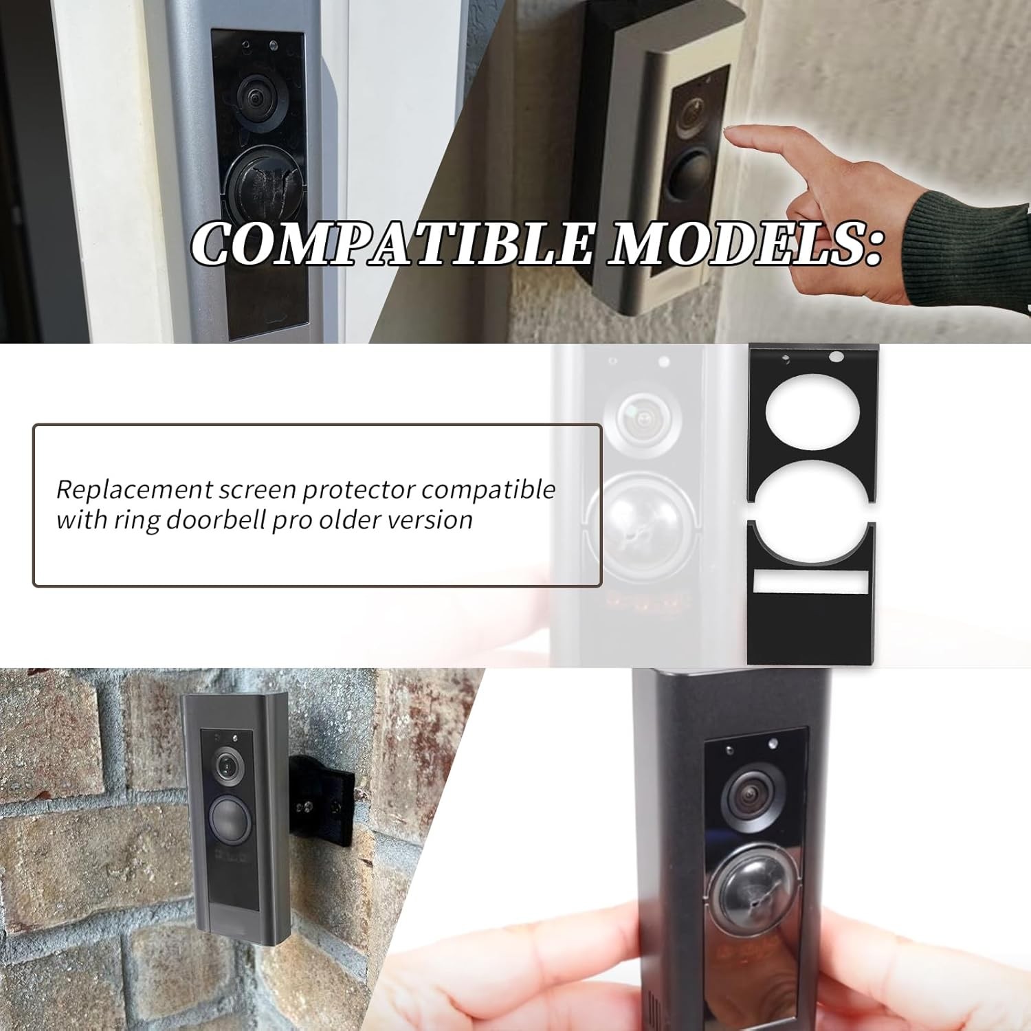 Replace Screen Protector For Ring Doorbell Pro Older Version w/double-sided tape gallery