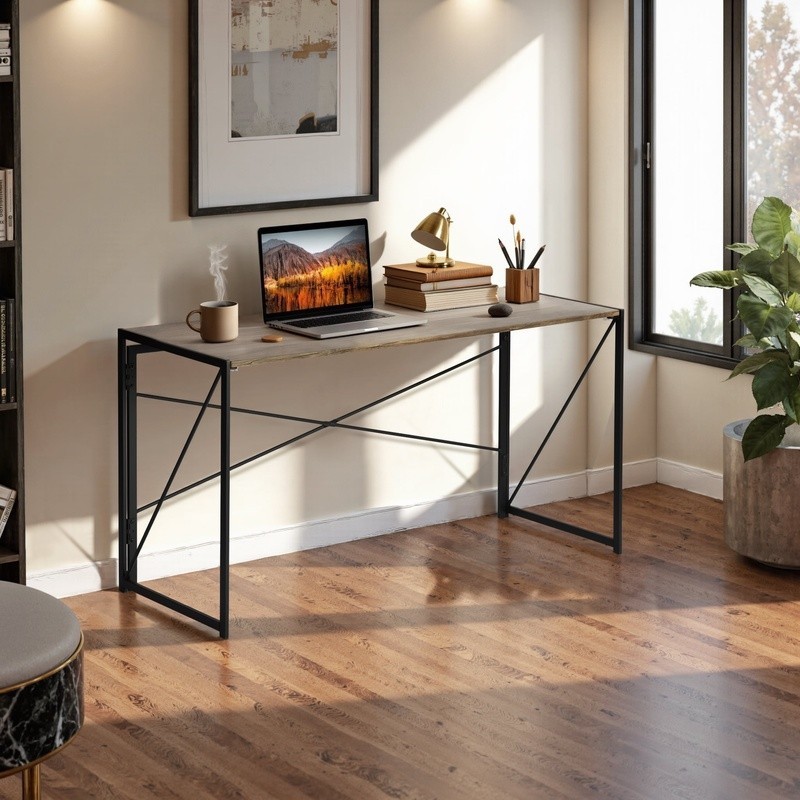 55 Inch Folding Table Home Office Study Room Durable Space Saving Workstation US gallery