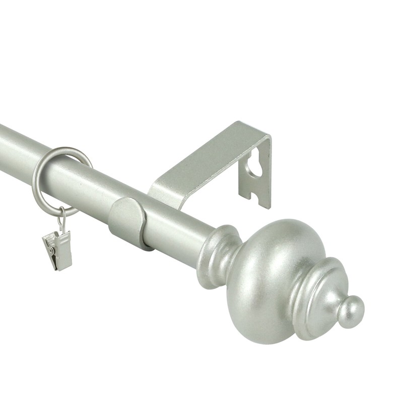 Round Urn Adjustable Single Drapery Curtain Rod Set with Rings, 5/8", 28"-120" gallery
