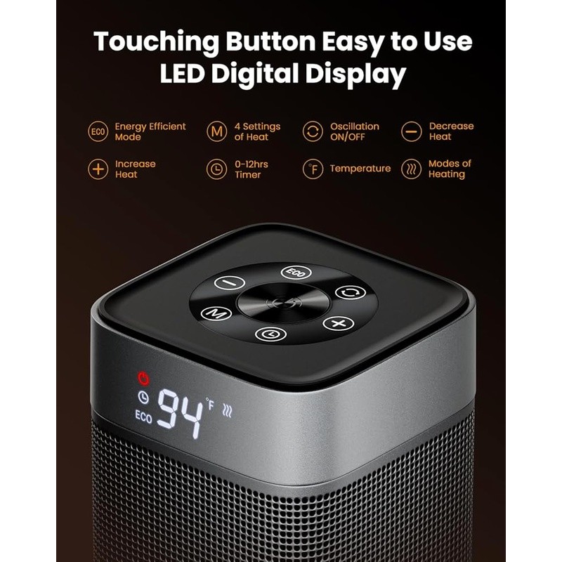 1500W Ceramic Space Heater Remote Control 60° Oscillation Indoor Fast Heating US gallery
