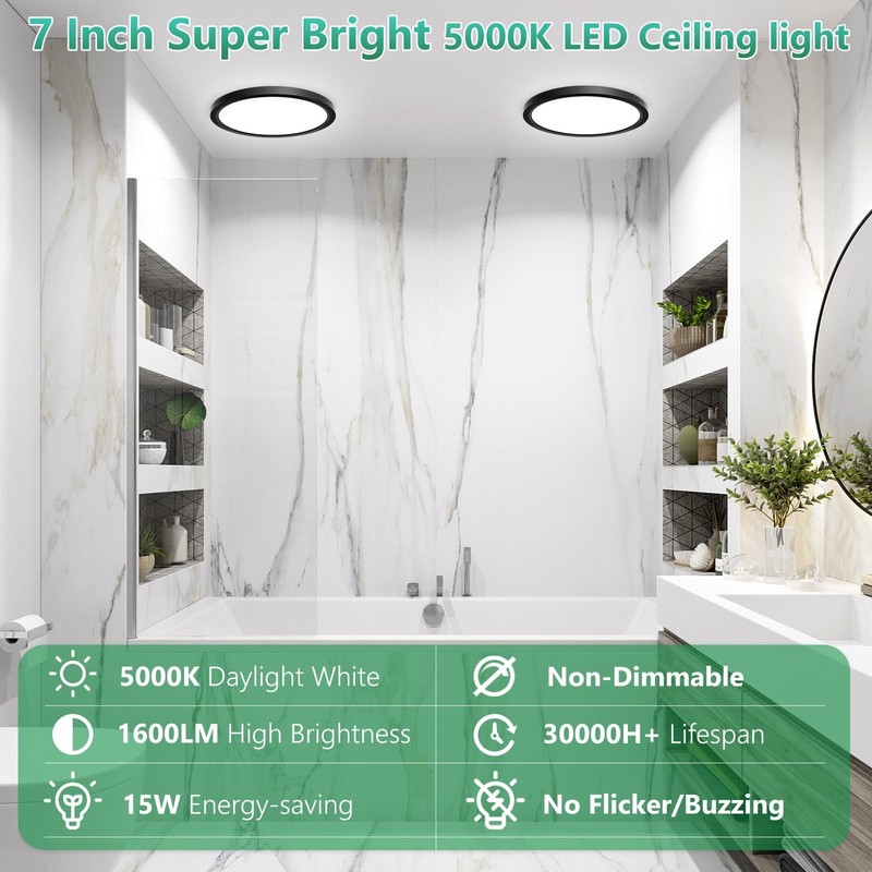 7 Inch 15W LED Flush Mount Ceiling Light Fixture 5000K Daylight Ceiling Lamp gallery