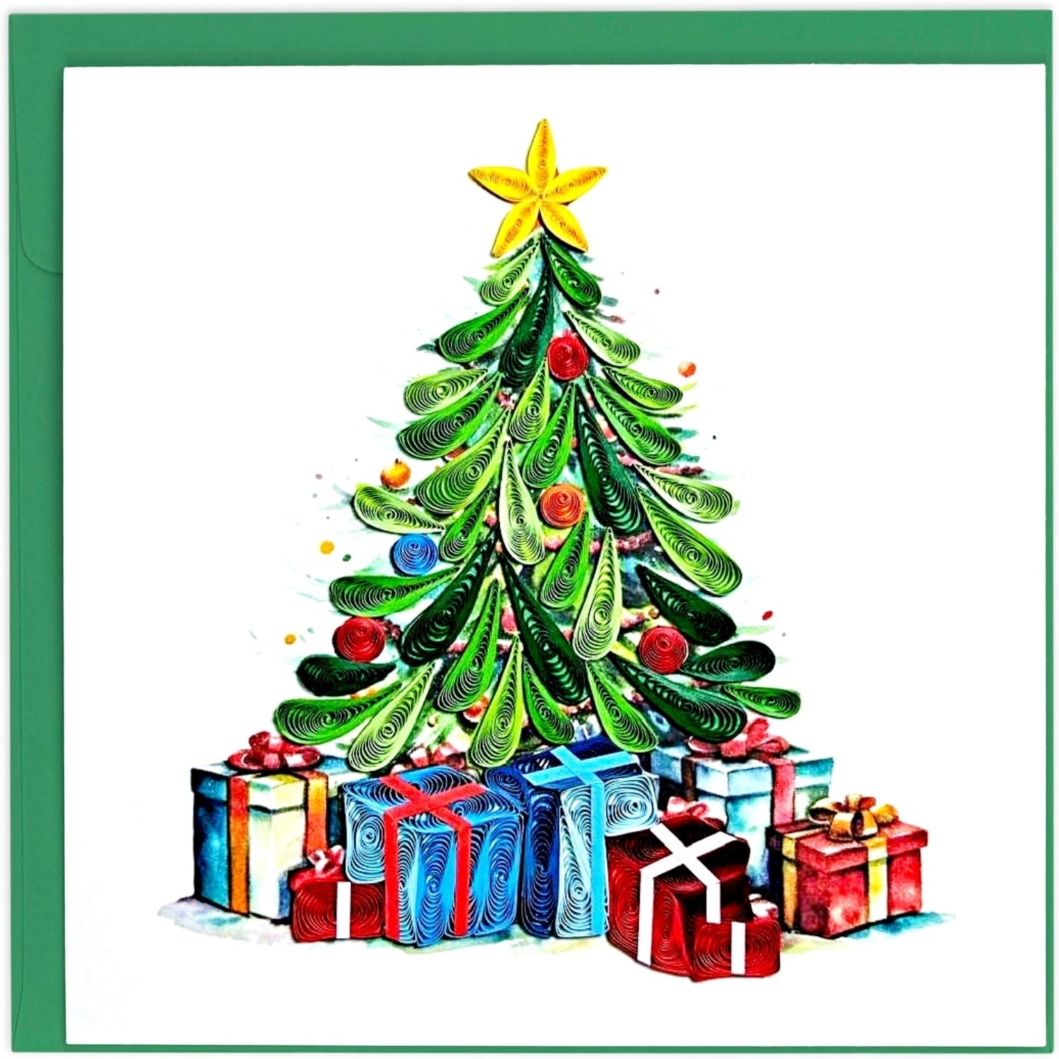 Handmade Christmas Tree Quilling Card – Unique Holiday Greeting Card – 3D Card gallery
