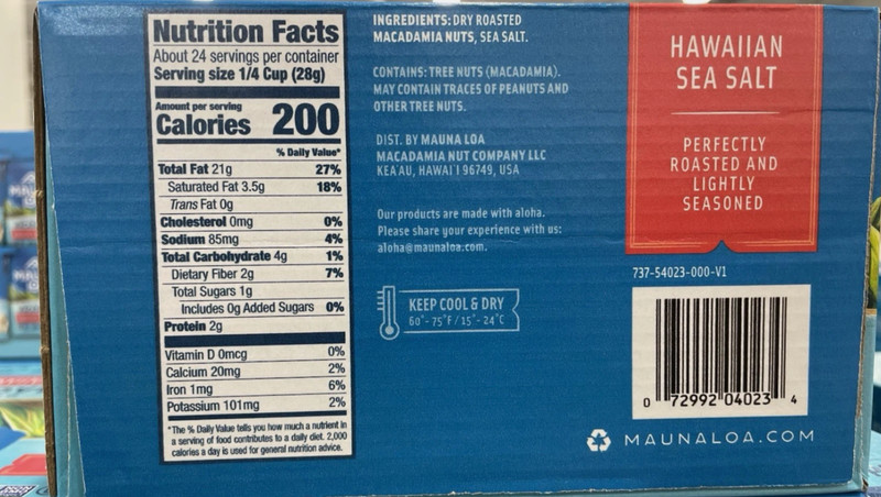 Mauna Loa Premium Roasted Macadamia Nuts, Hawaiian Sea Salt Flavor, 4 Oz Cup (6) gallery