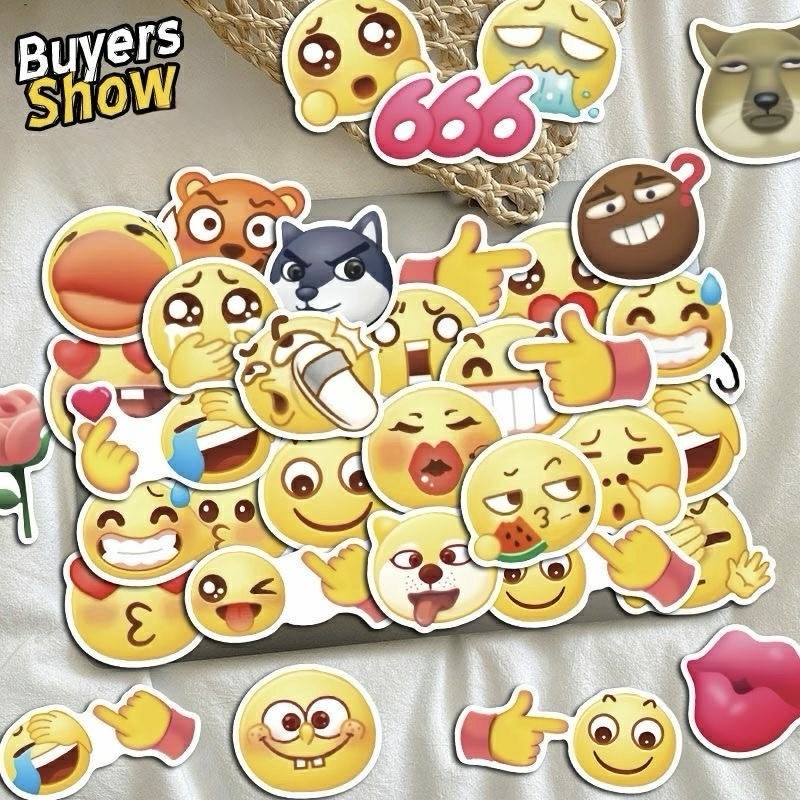 30PCS Emoticon Smiling Faces Wall Decal Graffiti Waterproof Vinyl Stickers gallery