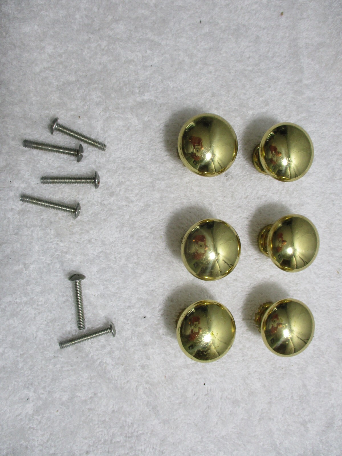 Solid Brass Heavy Cabinet Drawer Knobs Pulls Gold Tone With Screws Lot of 6 gallery