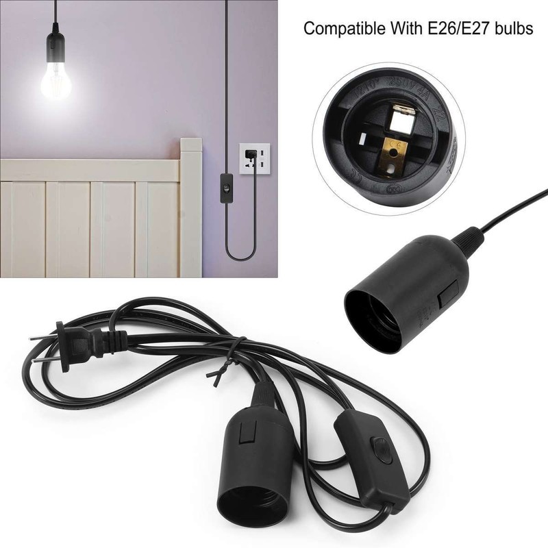 Light Cord Cable Switch E26/E27 Bulb Socket Extension Hanging Pendant Lamp 1.8M gallery