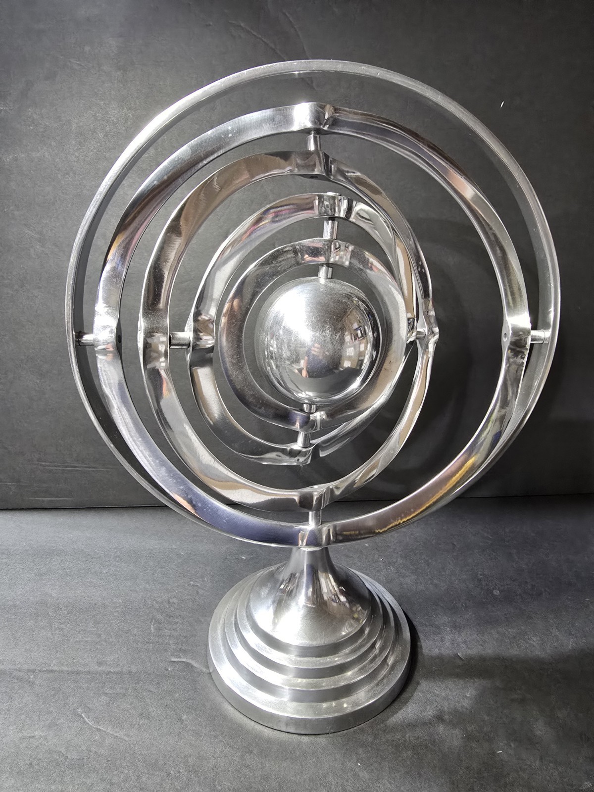 Aluminum Compass Armillary Globe Silver Decor 14" Inches gallery