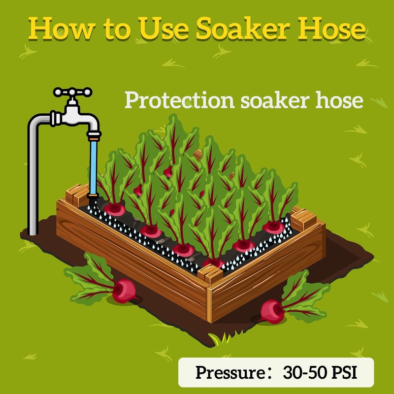 Flat Soaker Hose 1/2 Inch x 75 FT Stake Garden Beds Drip Irrigation Sprinkler gallery