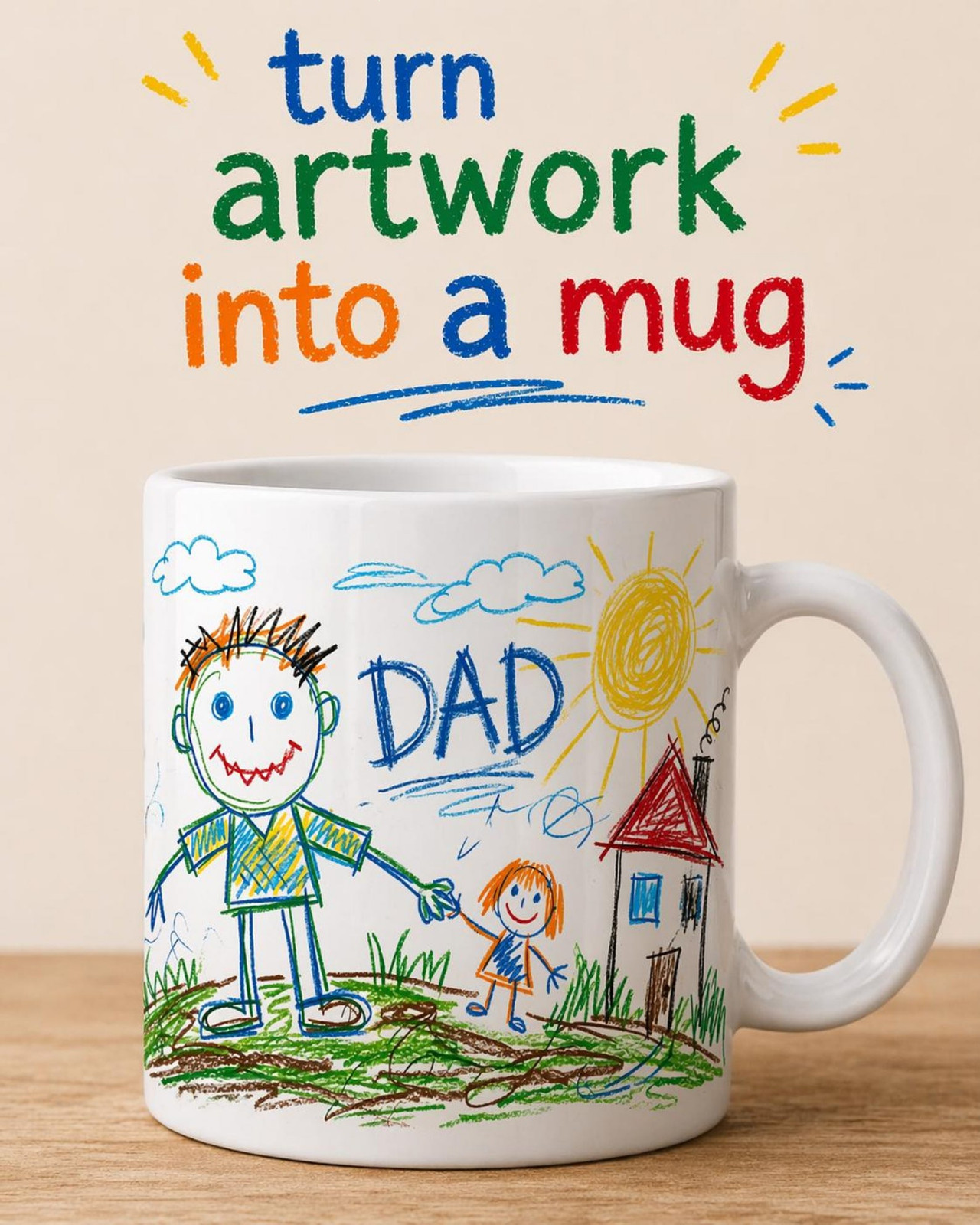 Custom Kids Artwork Mug Turn Child Drawing Into Coffee Cup Personalized Dad Gift gallery