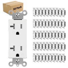 50PCS Outlet Socket Decora Duplex Receptacle 20 Amp 125 Volt Grounding UL listed