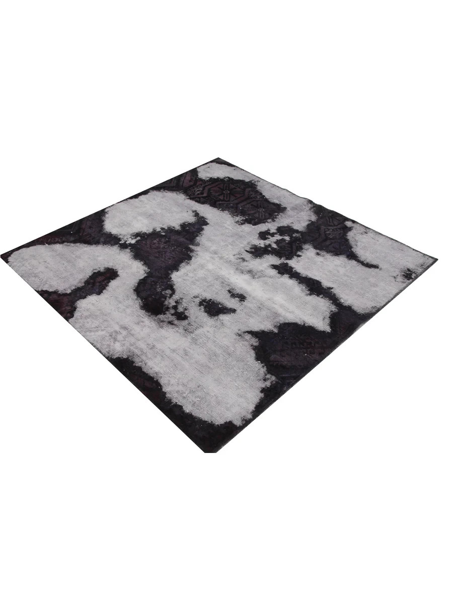 5x5 Hand-Knotted Wool Rug – Distressed Purple Gray Geometric – Free US Shipping gallery