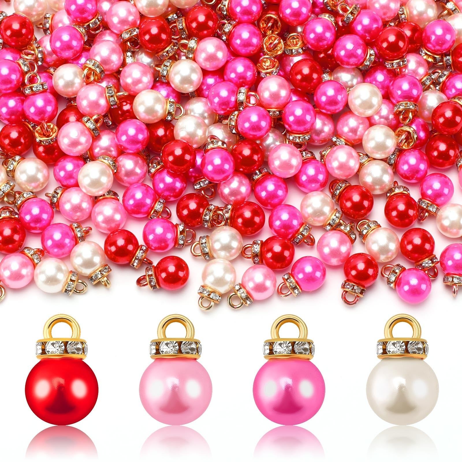 Jansun 90PCS Pink Christmas Mini Balls Ornaments Imitation Pearl Pendants Min... gallery