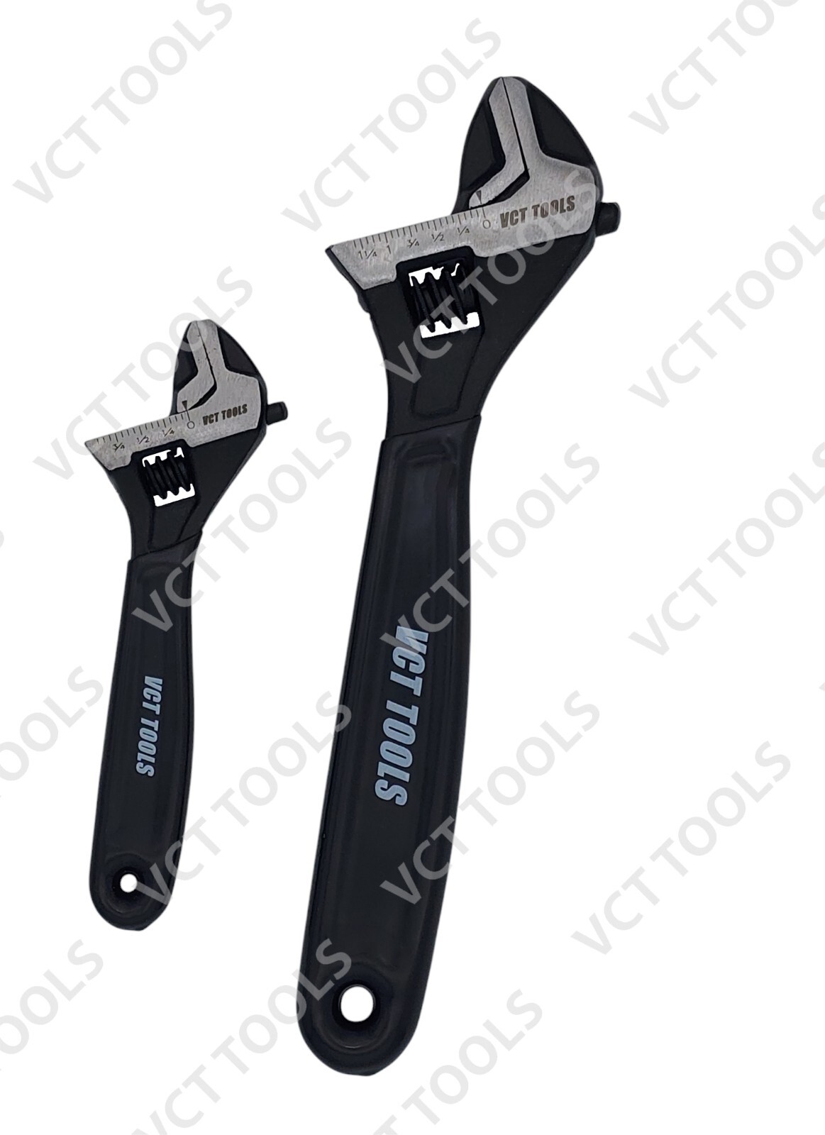 VCT 2PC Adjustable Wrench Set 6" 10" Crescent Wrench Wide Jaw Black Oxide Finish gallery