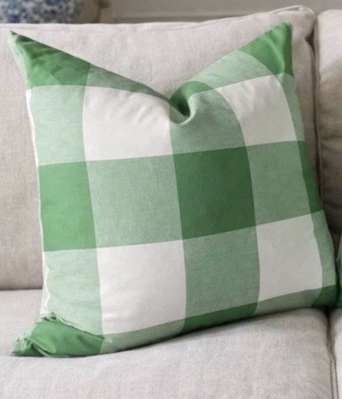 One Spring Green And White Buffalo Check Custom Pillow Cover gallery