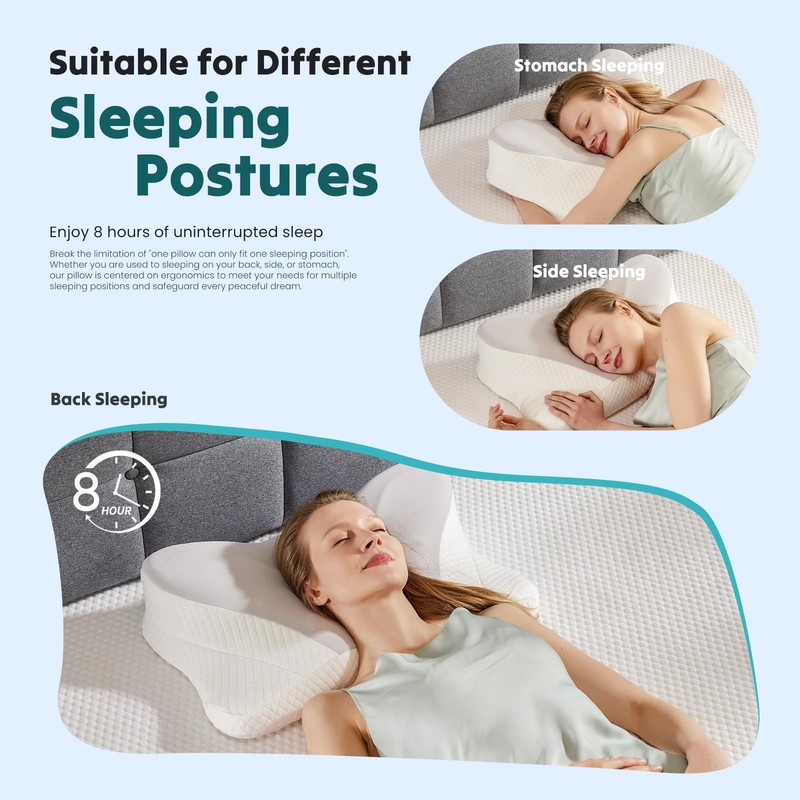 Ergonomic Cervical Memory Foam Neck Pillow Cooling Orthopedic Support Queen gallery