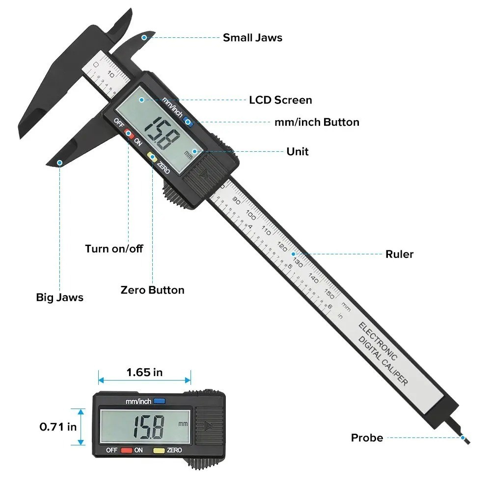 6" Micrometer Digital Measuring Tool Caliper Vernier Gauge Metric 150mm 6-inch gallery