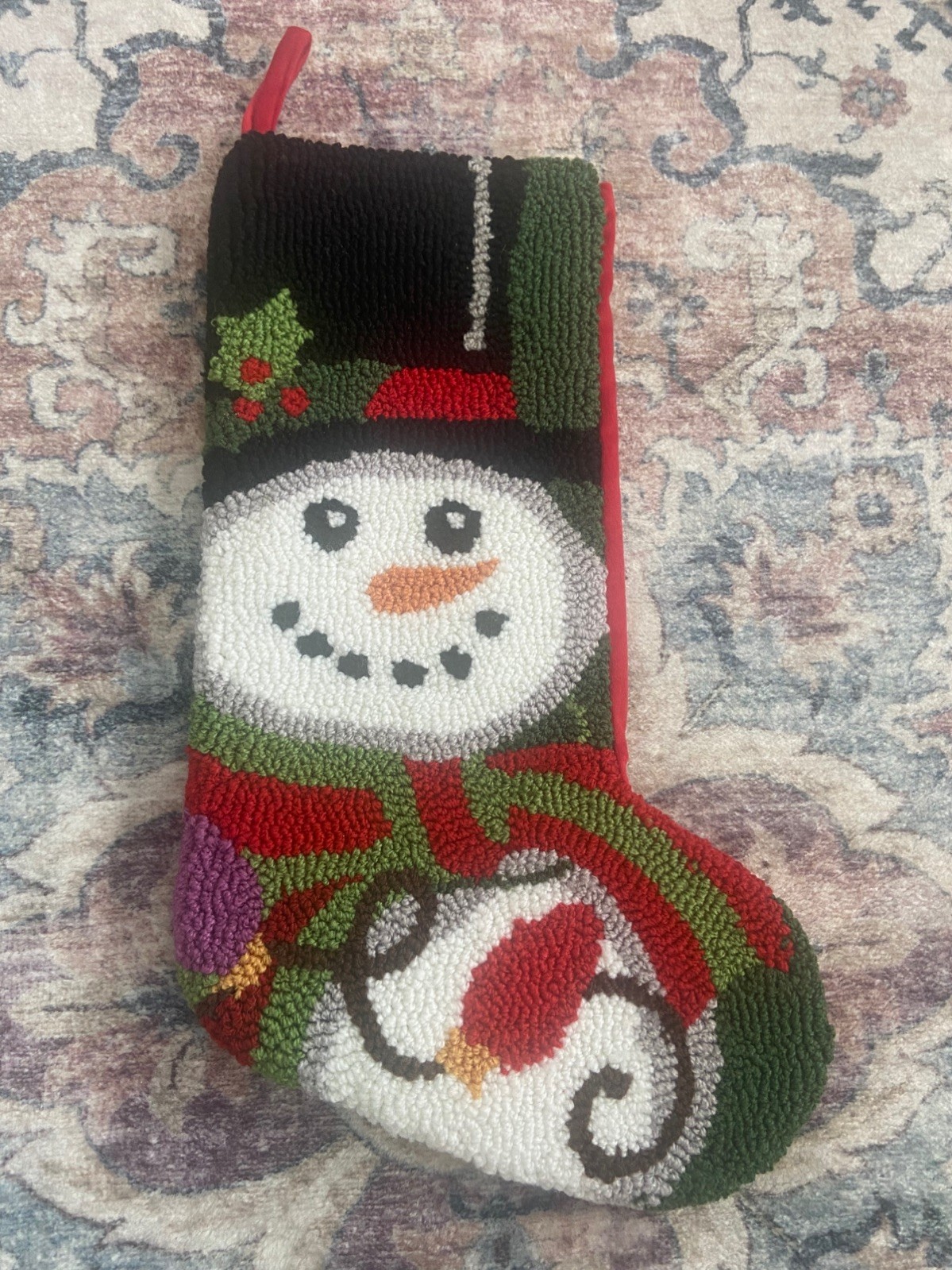 Needle Punch Snowman Christmas Stocking Red Velvet Backing 3D Latch Hook Style gallery