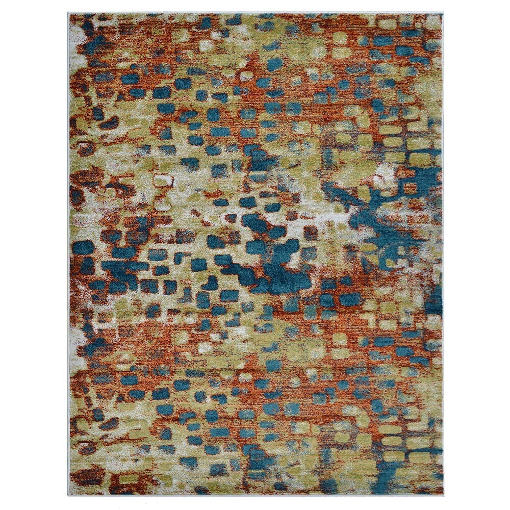 Machine Woven Heat Set Polypropylene Area Rug Contemporary Caramel Blue BBH Home gallery