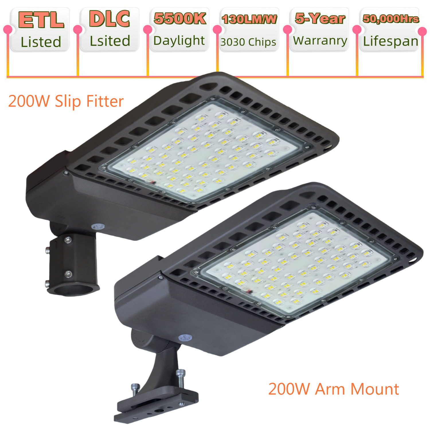 LED Flood Light 200W 300W Outdoor LED Parking Lot Shoebox Street 5500K Fixture gallery