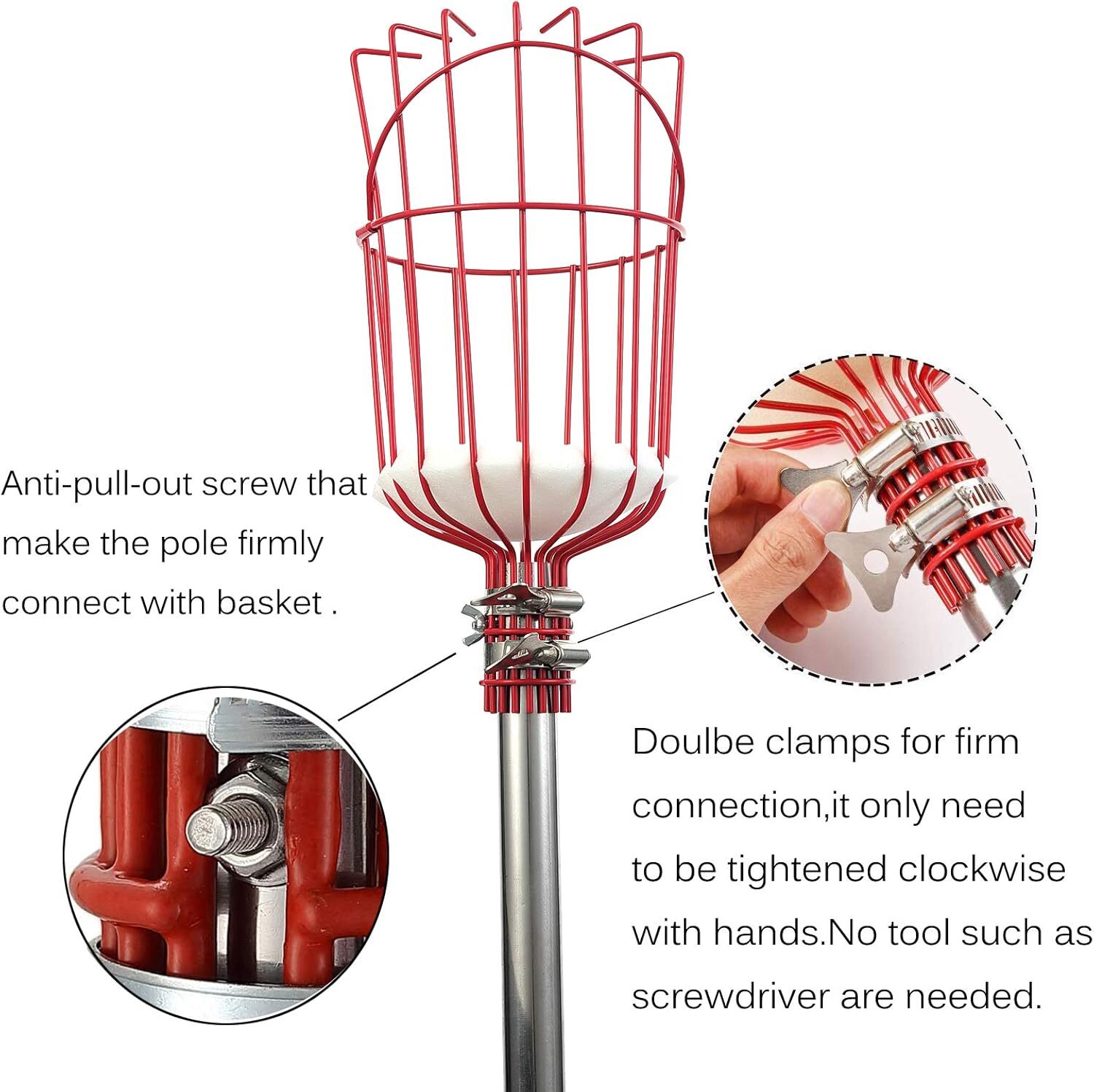 Fruit Picker Tool, Fruit Picker with Basket and Pole Easy to Assemble & Use F... gallery