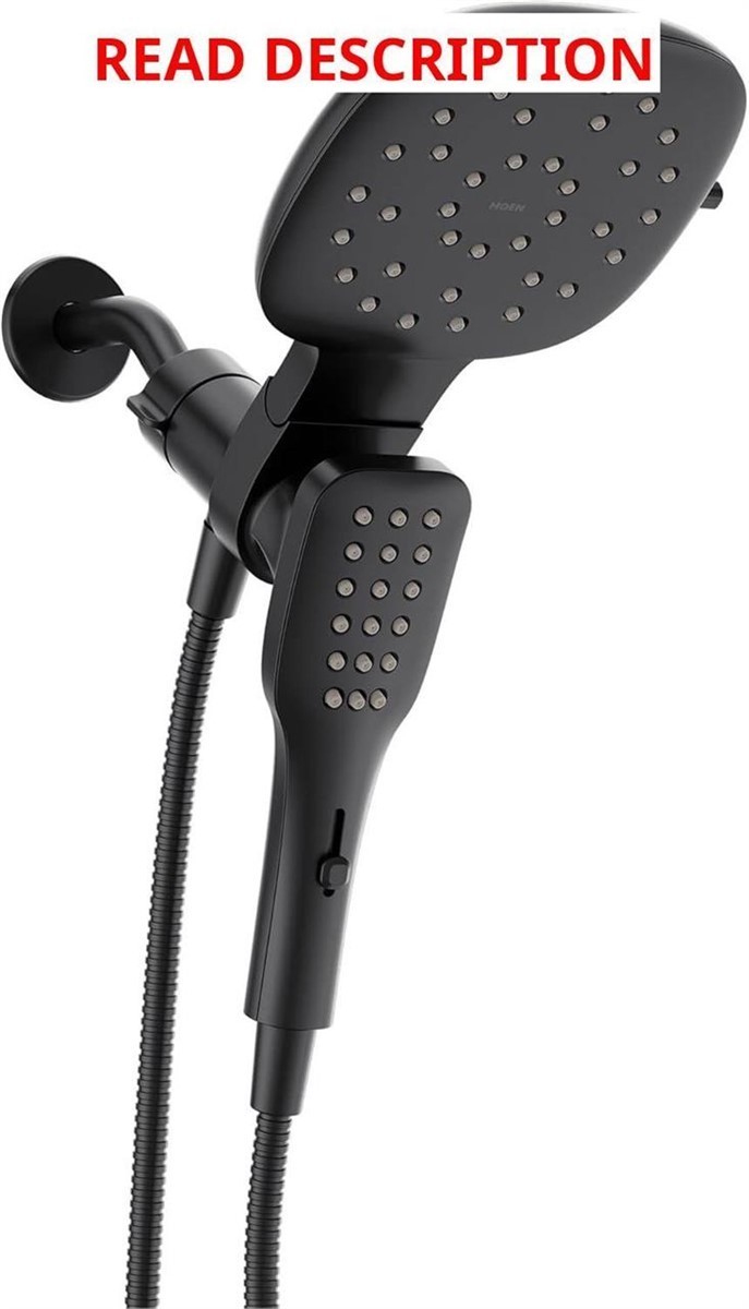 MOEN Verso Square 8-Spray Patterns 7 in Wall Mount Dual Shower Heads Matte Black gallery