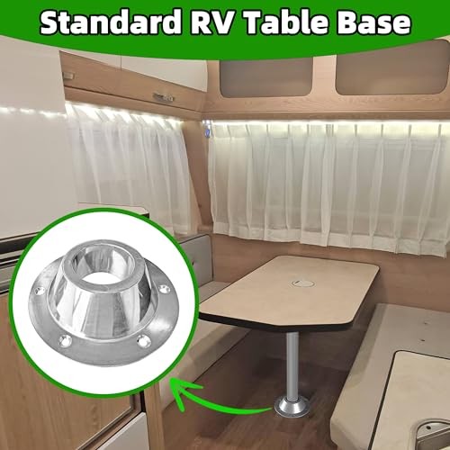 2 Pack RV Table Base Mount - 2 1/8 inch Aluminum Pedestal Table Base Flange - gallery