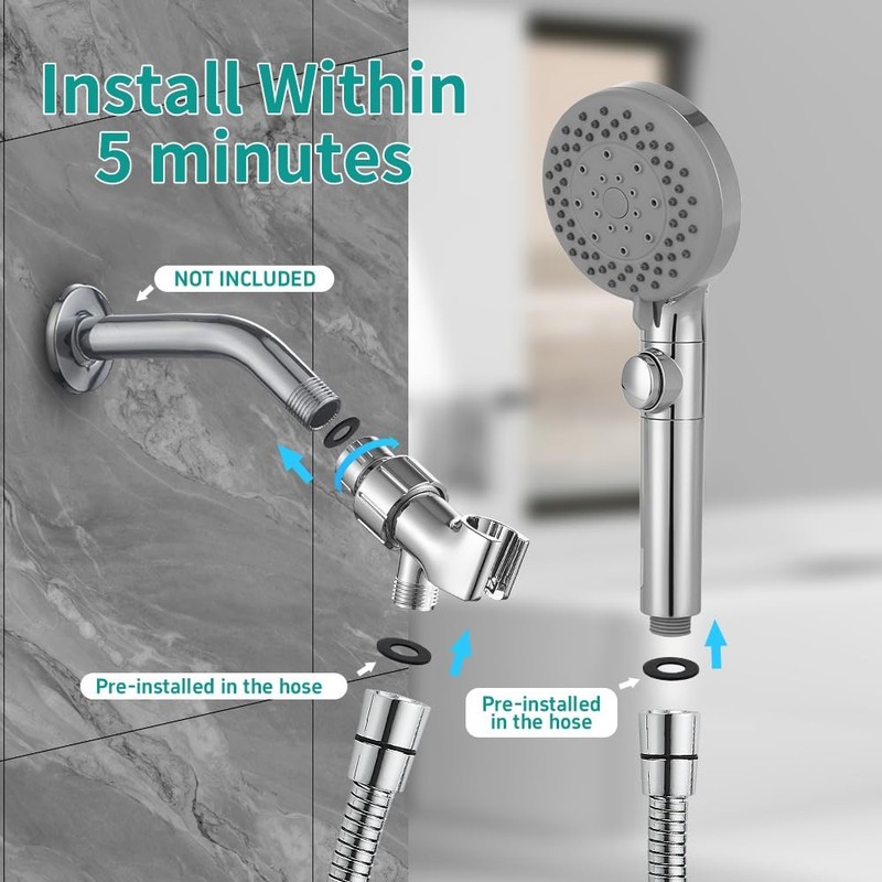 Handheld Shower Head with 79" Extra Long Hose 7 Modes High Pressure Shower He... gallery