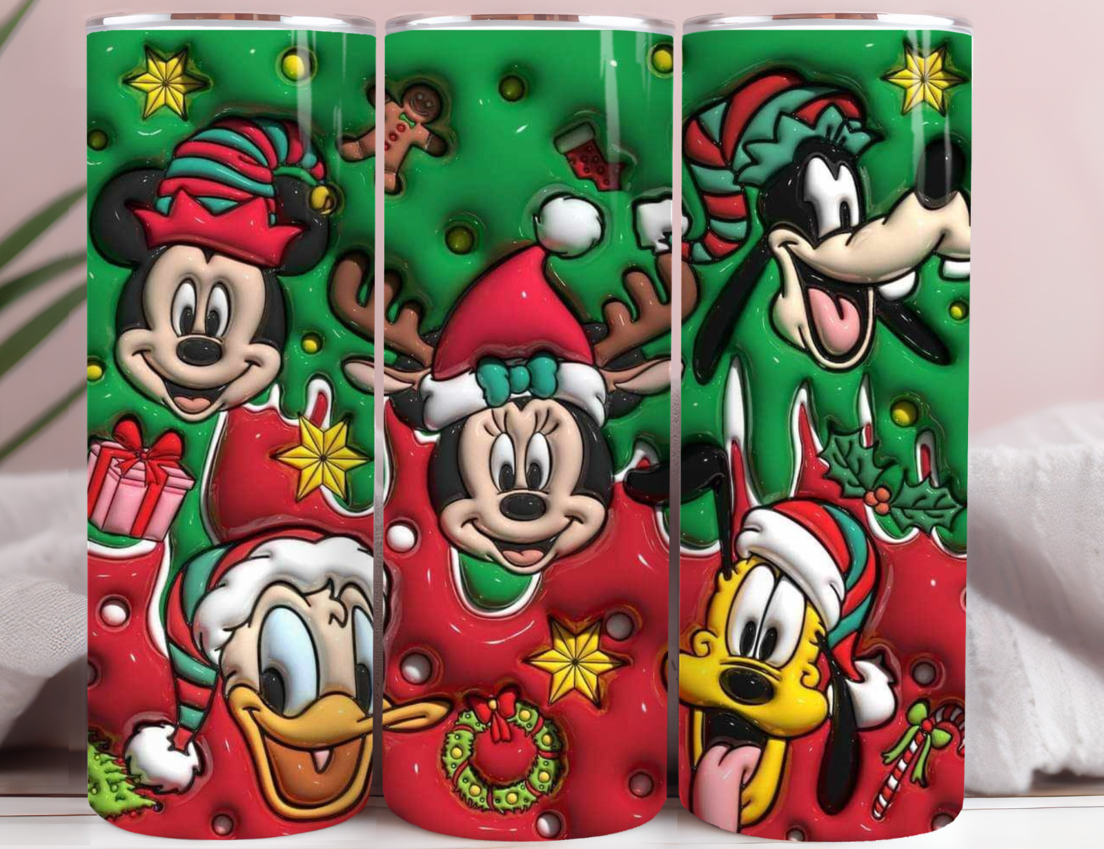 Festive Cartoon Mouse Friends 20oz Stainless Steel Tumbler Christmas Holiday Cup gallery