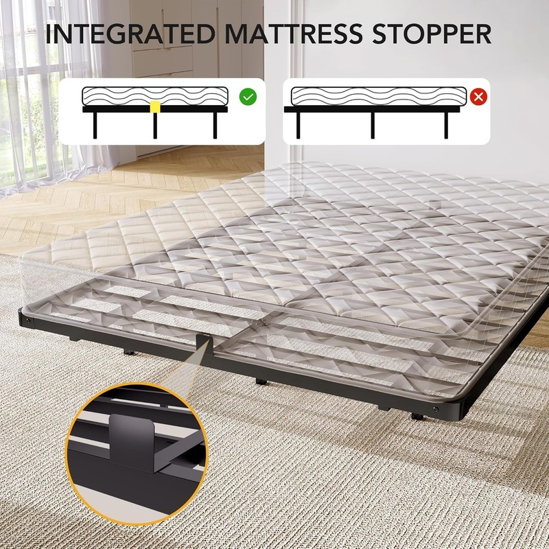 Modern Queen Size Floating Bed Frame with LED Lights & Charging Station gallery
