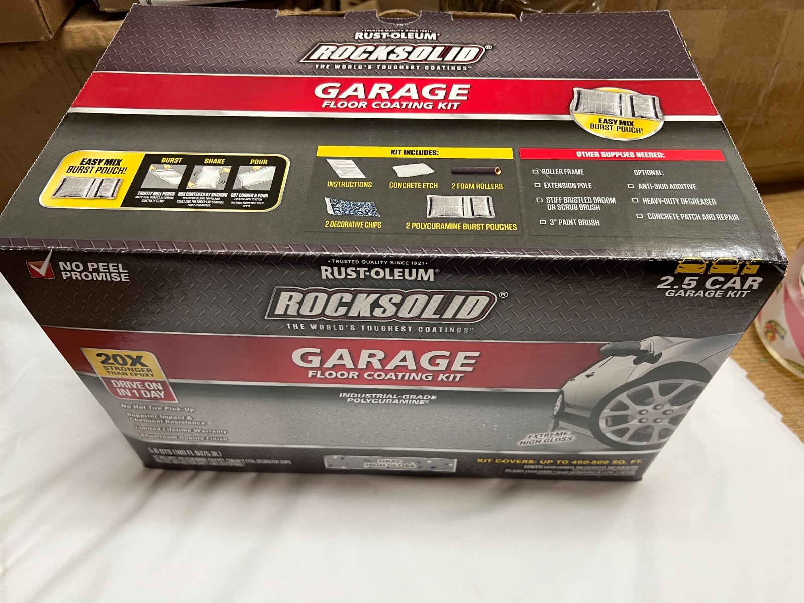 Rust-Oleum 293513 RockSolid Polycuramine Garage Floor Coating, 2.5 Car Kit, High gallery