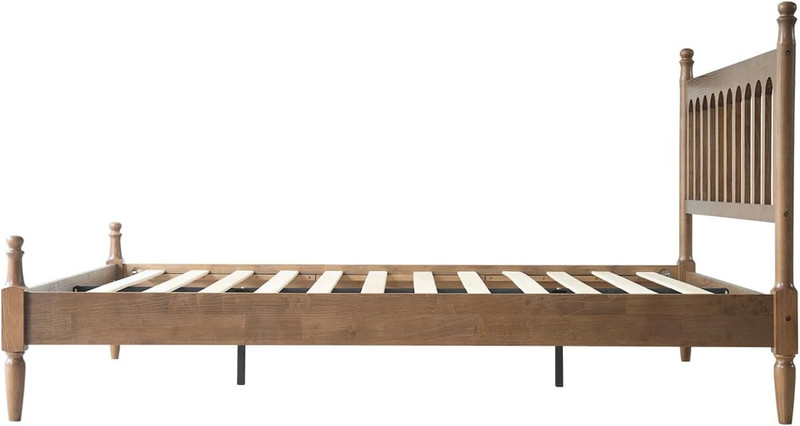 King Size Solid Wood Platform Bed Frame with Headboard & Footboard, Easy Assembl gallery