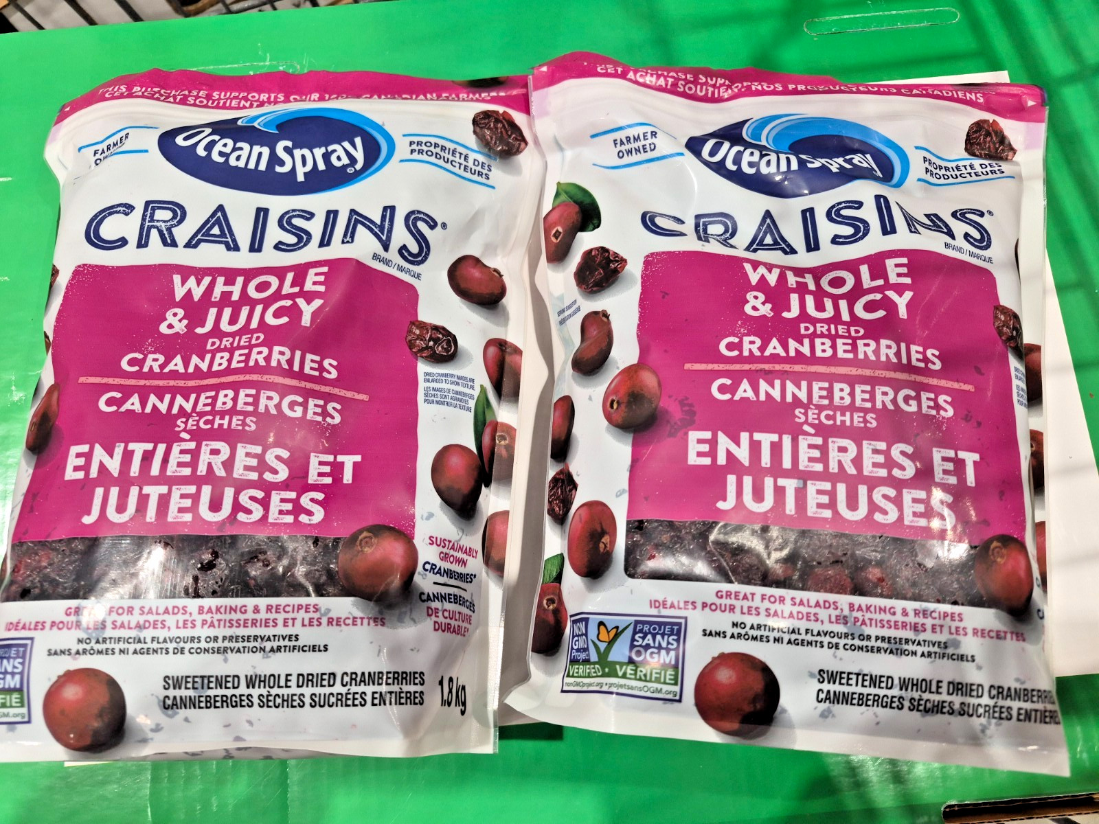 2 Packs Ocean Spray Craisins Dried Cranberries Whole & Juicy 64oz Each,Total 8lb gallery