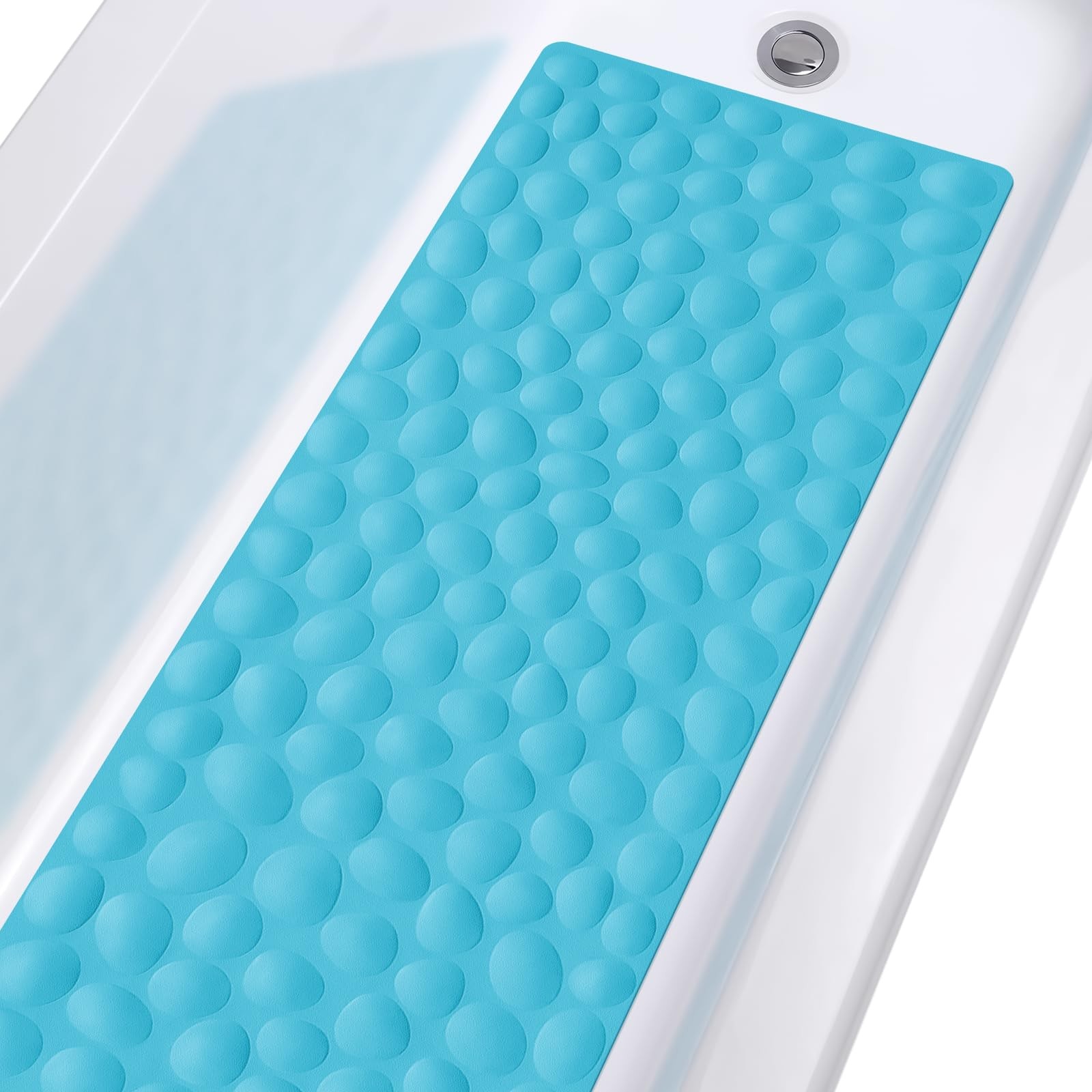 Non-Slip Bathtub Mat OTHWAY Soft Rubber 40" x 16" (Rectangular), Blue gallery