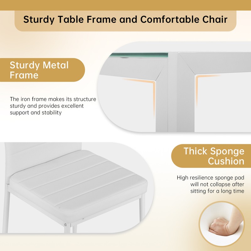 Dining Table Set Glass for Small Spaces Kitchen Table and Chairs Home Furniture gallery