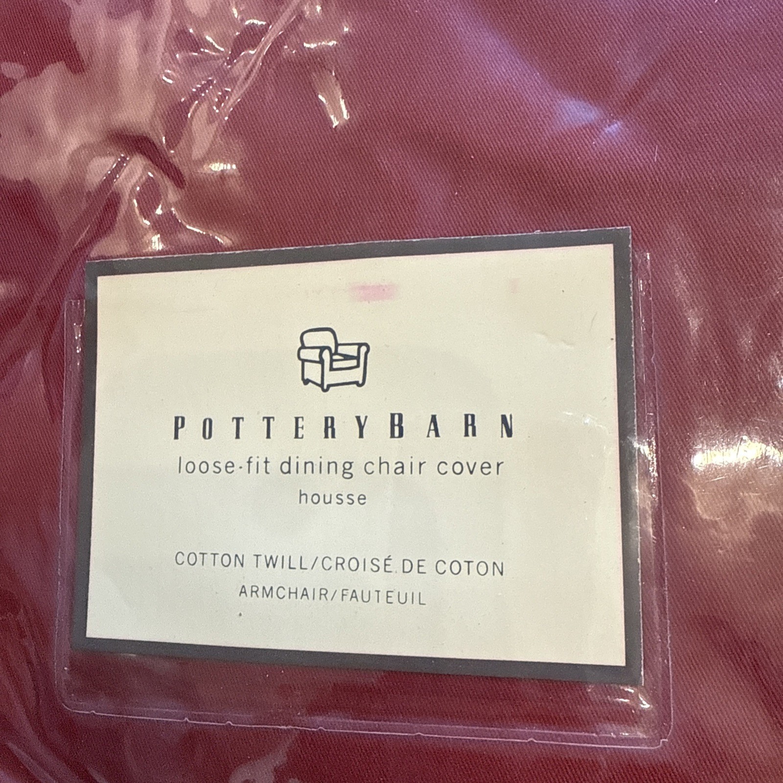 Pottery Barn Cotton Twill Cranberry Loose Fit Dining Arm Chair Slipcover gallery