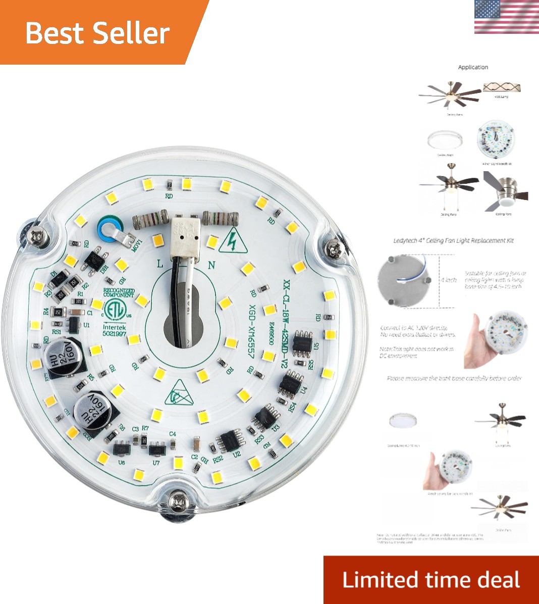 4-Inch LED Retrofit Light Kit 18W Dimmable - Bright 2200LM for Ceiling Fans gallery