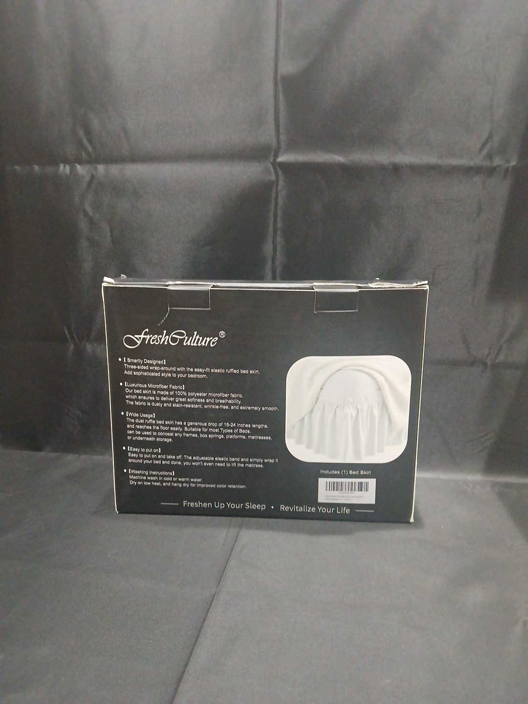 FreshCulture Elastic Wrap Around Bed Skirt W/22" Drop Sz Twin Cream gallery