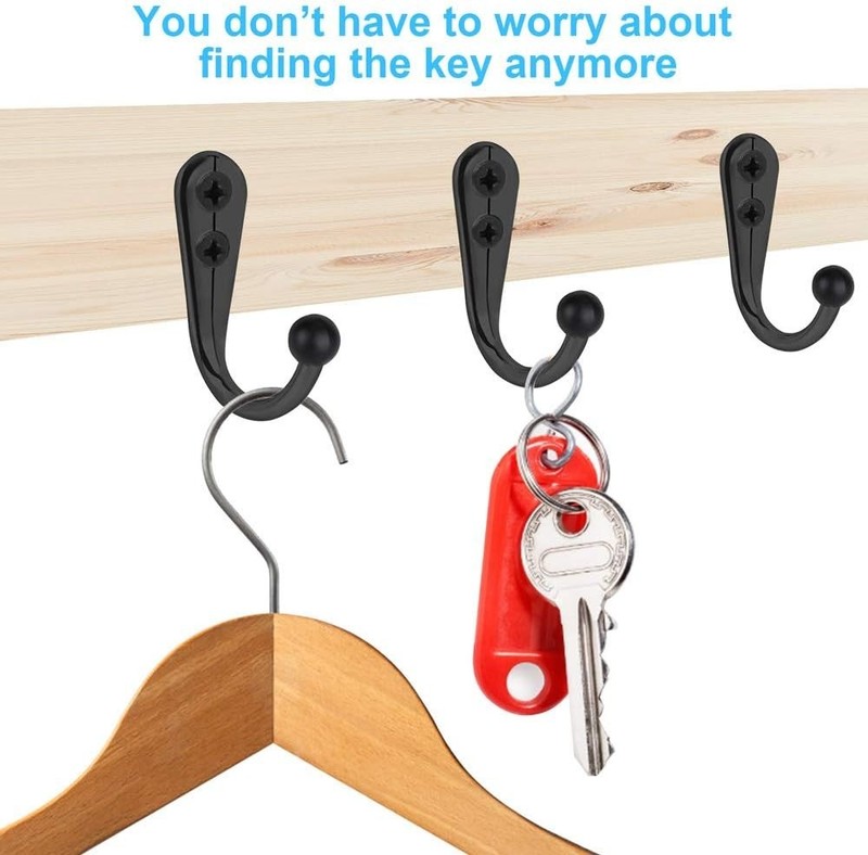 10 PCS Coat Hooks Wall Mounted, Premium Black Heavy Duty Metal Wall Hooks for gallery