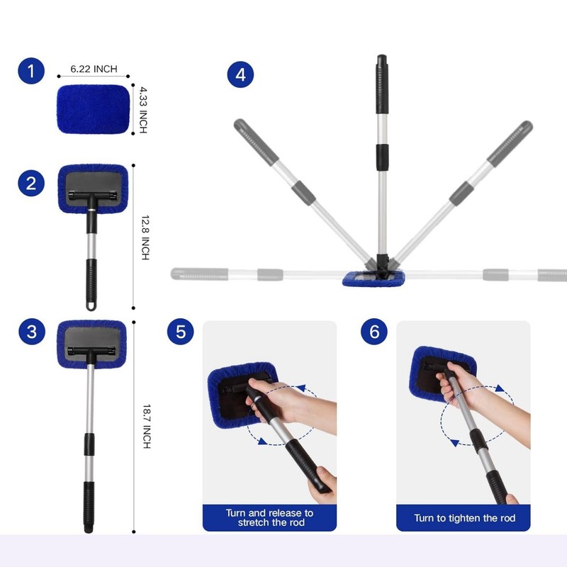 Windshield Cleaner Tool Car Interior Detailing Cleaning Kit Glass Wiper Brush US gallery